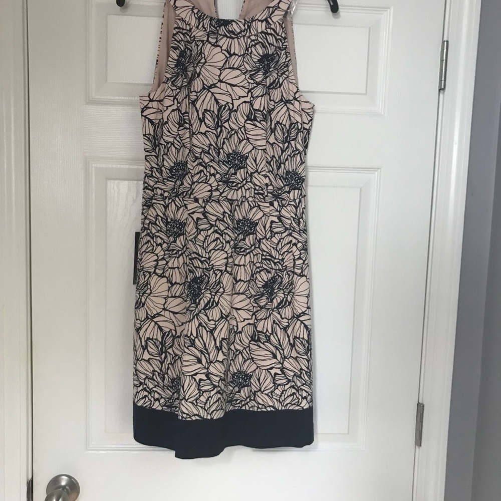 Navy and pale pink halter dress